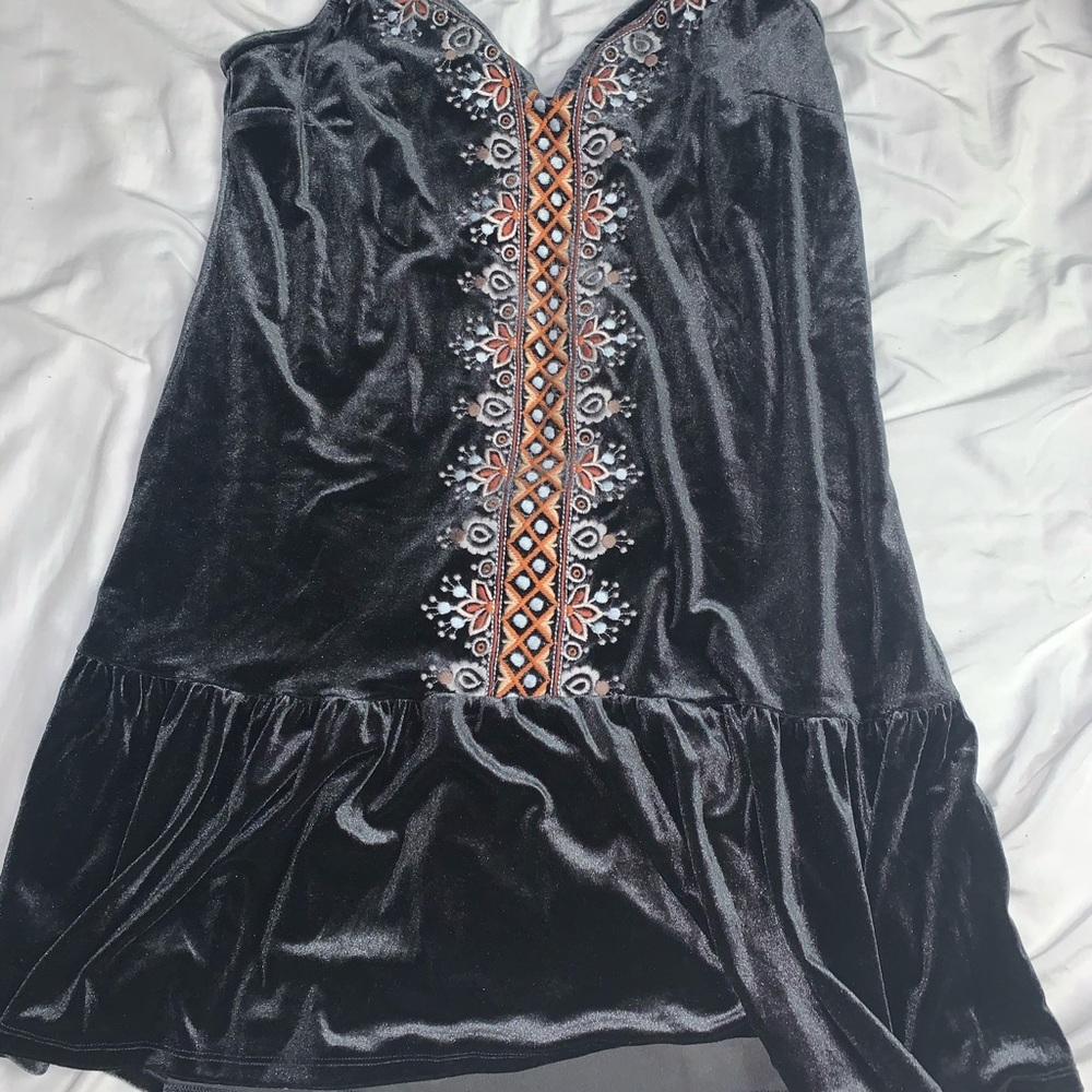 Black Velvet Aeropostale Dress With Embroidery